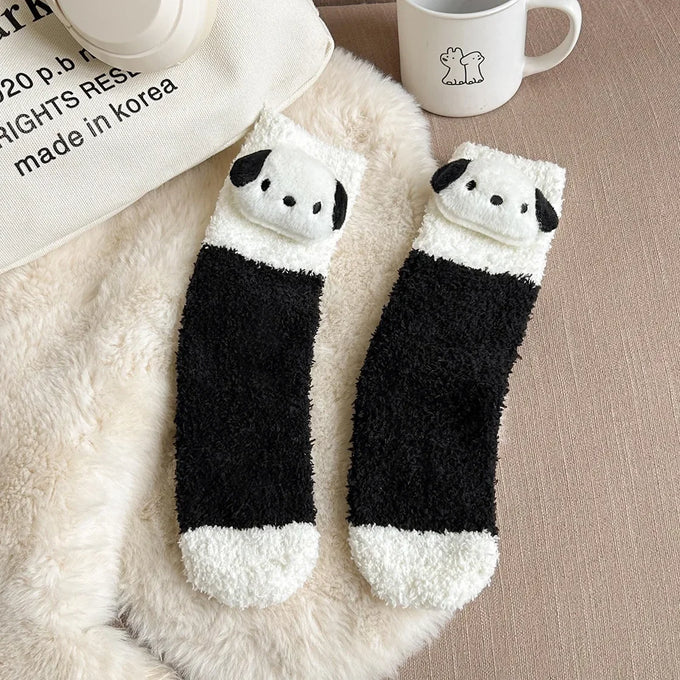 Fluffy Panda & Dog Socks
