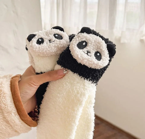 Fluffy Panda & Dog Socks